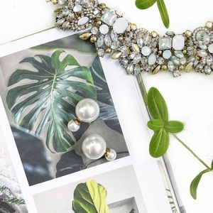 🆑 "Penelope" Earrings || White Pearl Statement